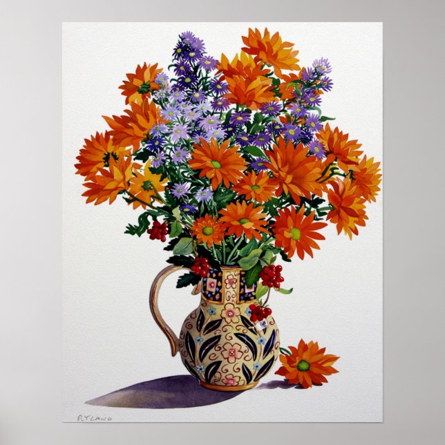 Orange Chrysanthemums Poster (Front)