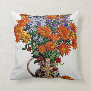 Orange Chrysanthemums Throw Pillow