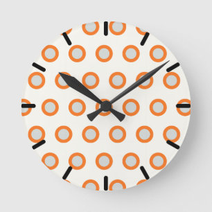 Orange Circle Dot Retro Design Round Clock
