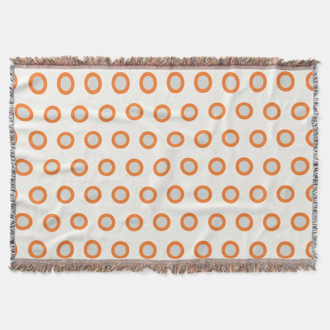 Orange Circle Dot Retro Design Throw Blanket (Front)