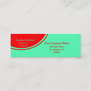 Orange Circle Light Turquoise Mini Business Card