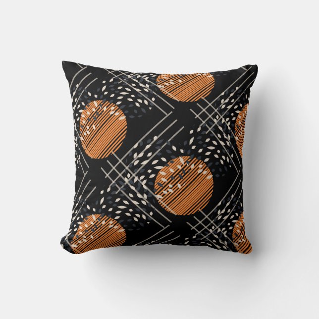 Orange Circles Abstract Vintage Pattern Throw Pillow (Front)
