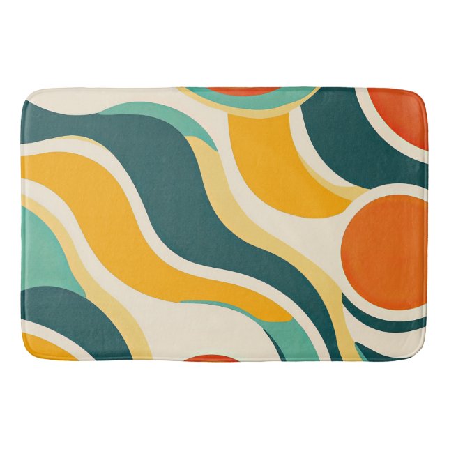 Orange Circles and Colour Streams Bath Mat (Front)