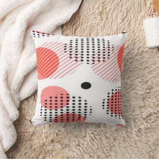 Orange Circles with Black Polka Dots pattern Throw Pillow