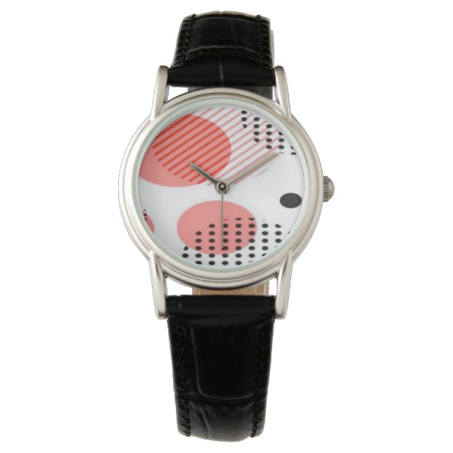 Orange Circles with Black Polka Dots pattern Watch (Front)