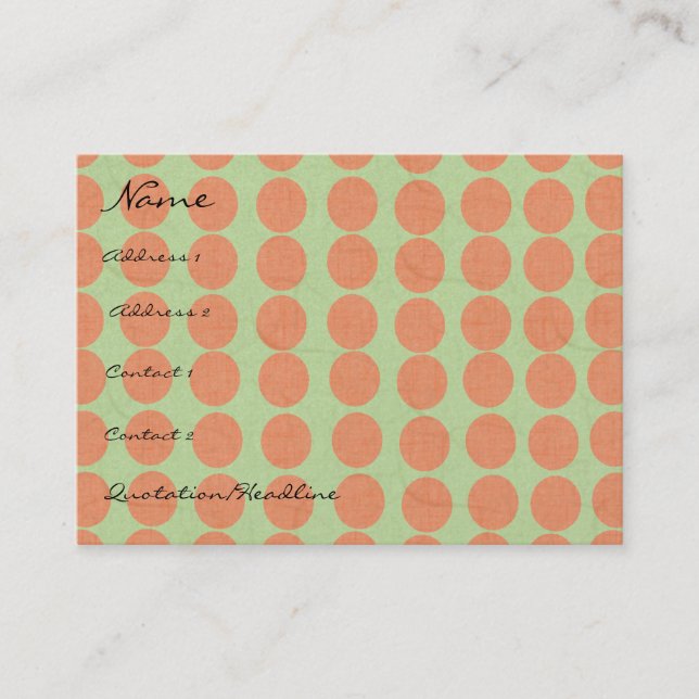 Orange Circles with Linen Effect Business Card (Front)