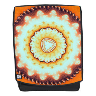 Orange Circular Firewheel Design Backpack