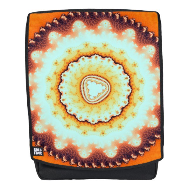 Orange Circular Firewheel Design Backpack (Front)