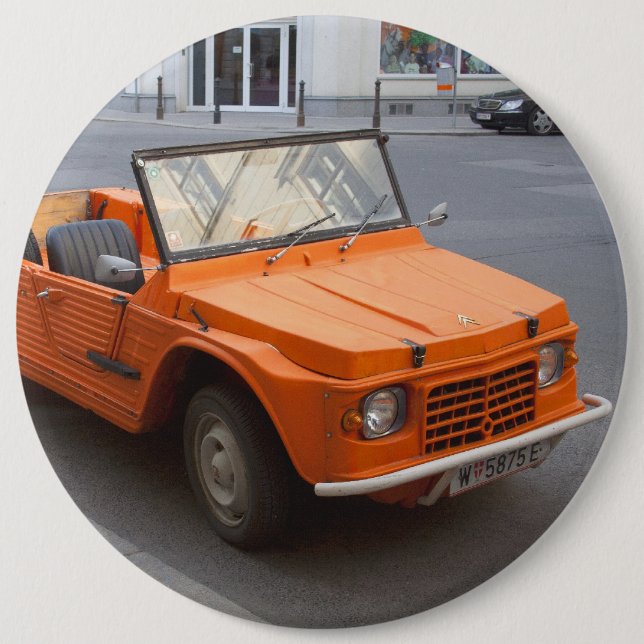 Orange Citroën Mehari 6 Inch Round Button (Front)