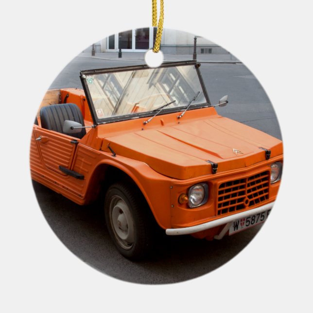 Orange Citroen Mehari Ceramic Ornament (Front)