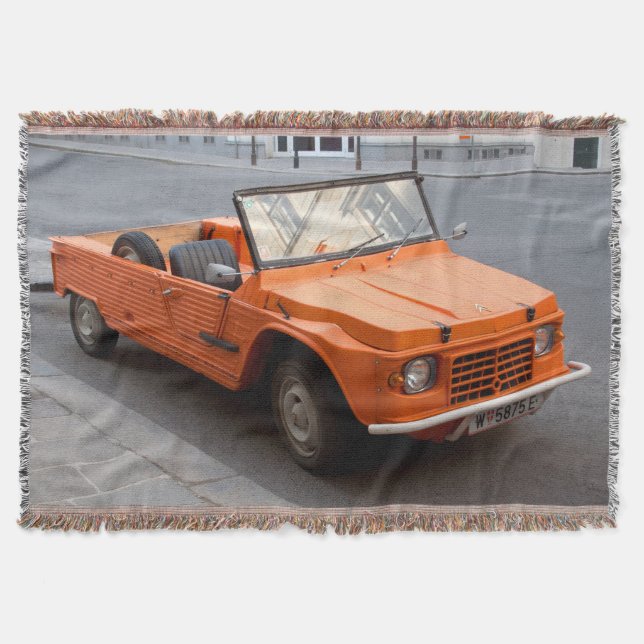 Orange Citroen Mehari Throw Blanket (Front)