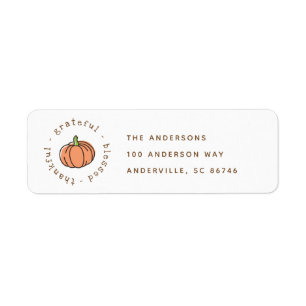 Orange Citrouille Thakful Thanksgiving Adresse de 