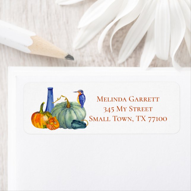 Orange Citrouilles Happy Fall Farm Étiquette perso (En situation)