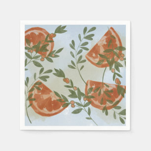 Orange Citrus and Greenery Napkin