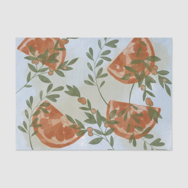 Orange Citrus and Greenery Tissue Paper (Front)