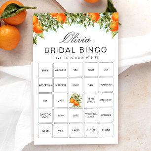 Orange Citrus Bingo Bridal Shower Game Card