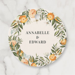 orange citrus botanical wedding favour tags