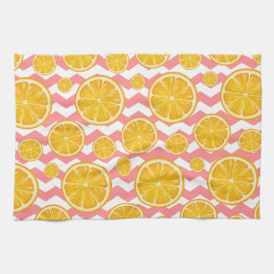 Orange Citrus Chevron Stripes Kitchen Towel