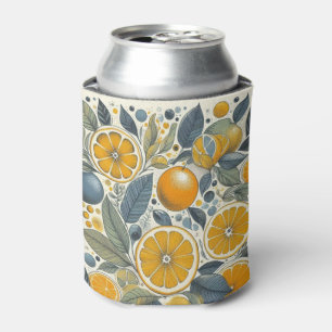 Orange Citrus Elegant Watercolor Bridal Showers  Can Cooler