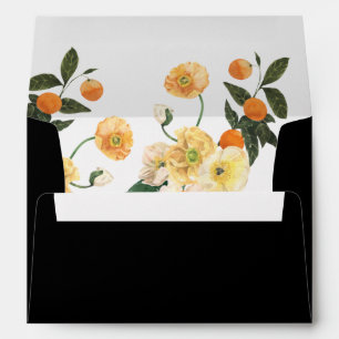 Orange Citrus Floral Black Return Address Envelope