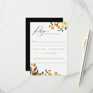 Orange Citrus Floral Wedding Food Allergy Rsvp Card