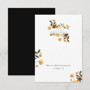 Orange Citrus Floral Wedding Place Card
