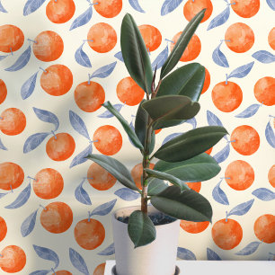 Orange Citrus Fruit Mediterranean Watercolor Wallpaper