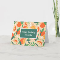 Orange Citrus Fruit Retro Pattern Birthday