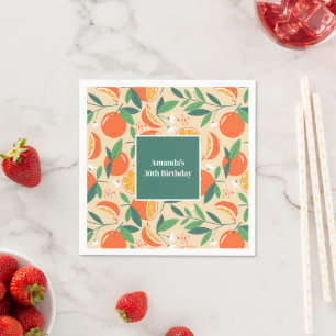 Orange Citrus Fruit Retro Pattern Birthday Napkin