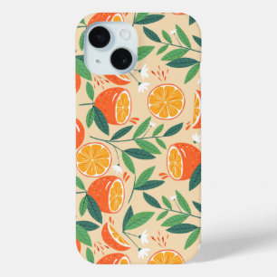 Orange Citrus Fruit Retro Pattern iPhone 15 Case