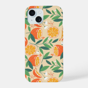 Orange Citrus Fruit Retro Pattern iPhone 15 Case