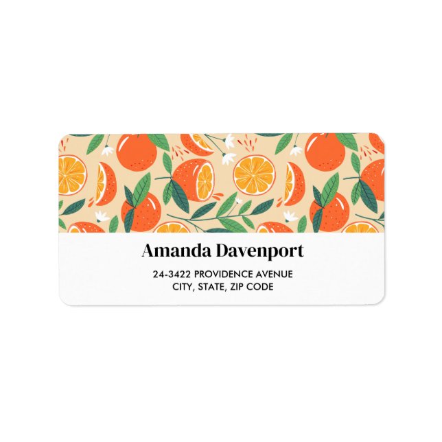 Orange Citrus Fruit Retro Pattern Label (Front)