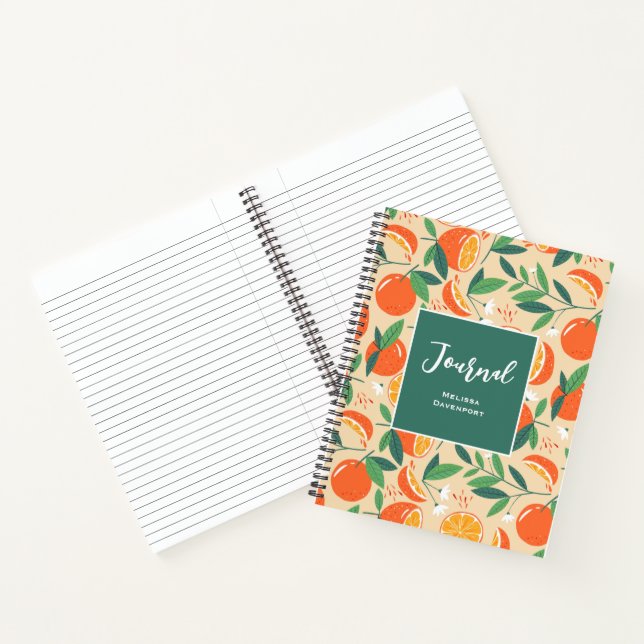 Orange Citrus Fruit Retro Pattern Notebook (Inside)