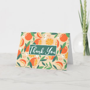 Orange Citrus Fruit Retro Pattern Thank You Card