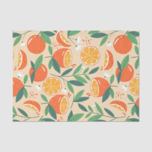 Orange Citrus Fruit Retro Pattern Tissue Paper