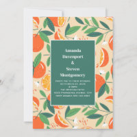 Orange Citrus Fruit Retro Pattern Wedding