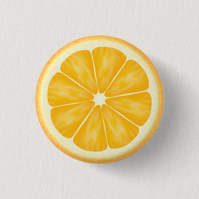 Orange Citrus Fruit Slice 1 Inch Round Button (Front)
