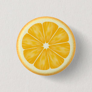 Orange Citrus Fruit Slice 1 Inch Round Button