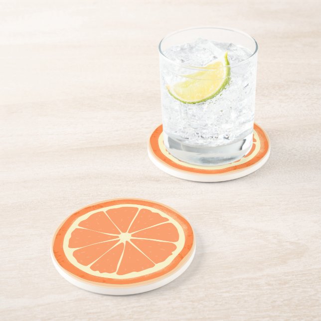 Orange  citrus fruit slice coaster (Side)