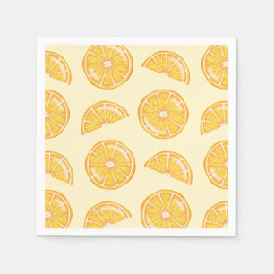Orange Citrus Fruit Slices Illustrated Pattern Napkin