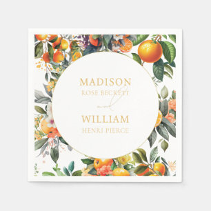 Orange Citrus Fruit Wedding Napkin