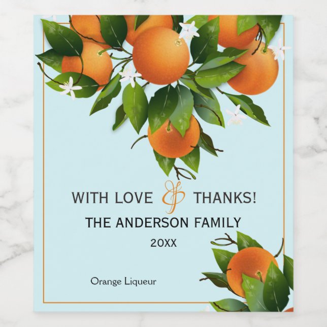 Orange Citrus Fruit Wine Label (Single Label)