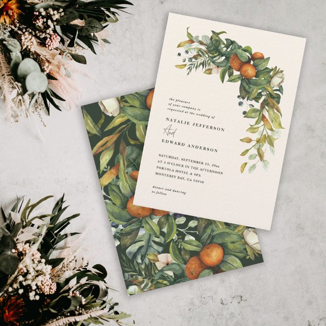 Orange citrus green watercolor botanical wedding (Creator Uploaded)