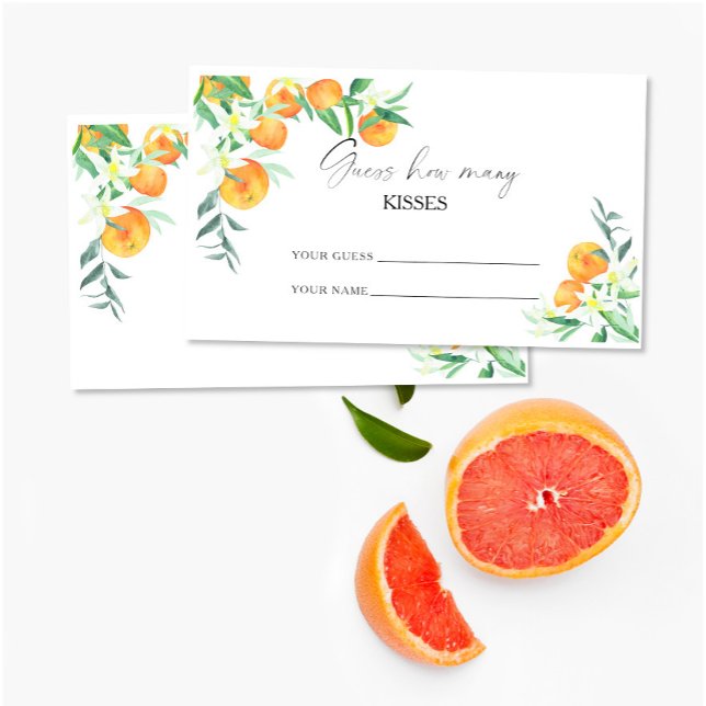 Orange citrus - guess how many kisses bridal game enclosure card (Creator Uploaded)