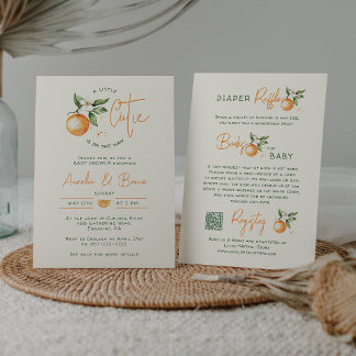 Orange Citrus Little Cutie All In One Baby Shower Invitation