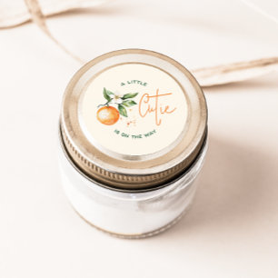 Orange Citrus Little Cutie Baby Shower Favour Classic Round Sticker