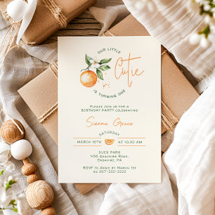 Orange Citrus Little Cutie Birthday Invitation