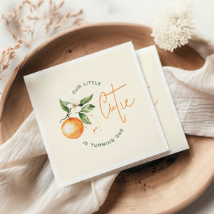Orange Citrus Little Cutie Birthday Party Napkin