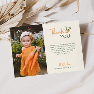 Orange Citrus Little Cutie Birthday Party Photo Thank You Card