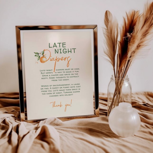 Orange Citrus Little Cutie Late Night Diapers Sign (Creator Uploaded)